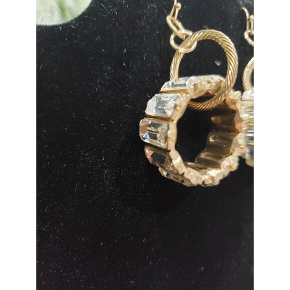 Traci Lynn Women's Gold Hoop with Crystal Rhinestone Earrings Set - Picture 5 of 7